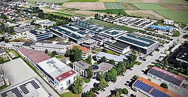 ZwickRoell materials testing: Aerial image of ZwickRoell headquarters in Ulm, Germany